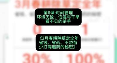 第6节：时间管理环境天敌，低温与干旱&mdash;&mdash;看不见的杀手，课程：《3月春耕除草定全年：省钱、省药、不烧苗、少打两遍药的秘密》